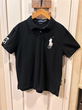 Polo by Ralph Lauren Men’s Black Collard Polo with White Pony Logo Bloke-core